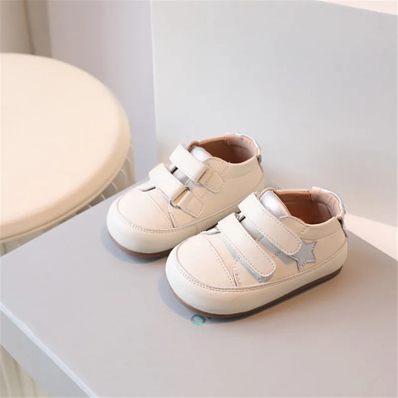 0-5 Years New Baby Shoes – Microfiber Leather Barefoot Toddler Boys & Girls, Soft Sole Outdoor Tennis Fashion Kids Sneakers