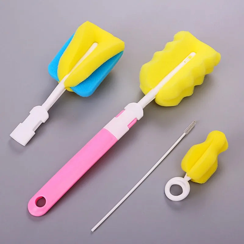 7-Piece Brush and Sponge Rotation Set for Cleaning Baby Pacifiers, Cups, and Nipples – Handheld Tools for Baby Feeding Bottle Cleaning