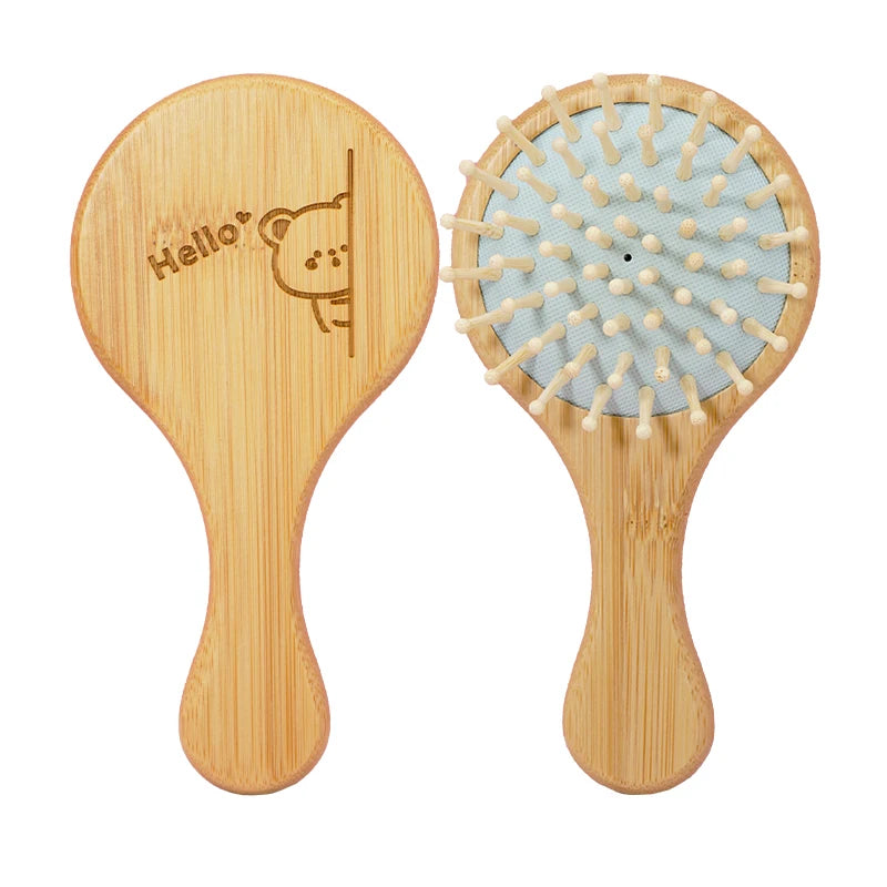 Cute Cat Hair Brush – Natural Wooden Anti-Static Detangle Brush, Scalp Massage Comb, Air Cushion Styling Tool for Girls