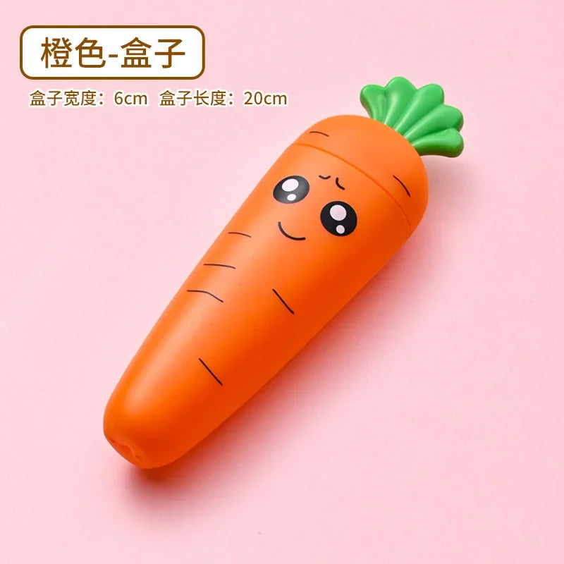Cartoon Carrot Spoon & Fork Set for Babies - Cute Short Rice Spoon, Children's Tableware, Stainless Steel Feeding Utensils