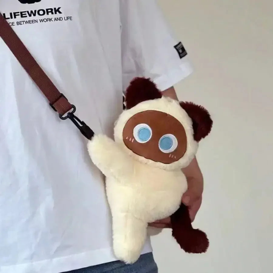 Black Cat Plush Backpack – Big Eyes Kitten Doll Large Capacity Soft Toy Shoulder and Crossbody Bag