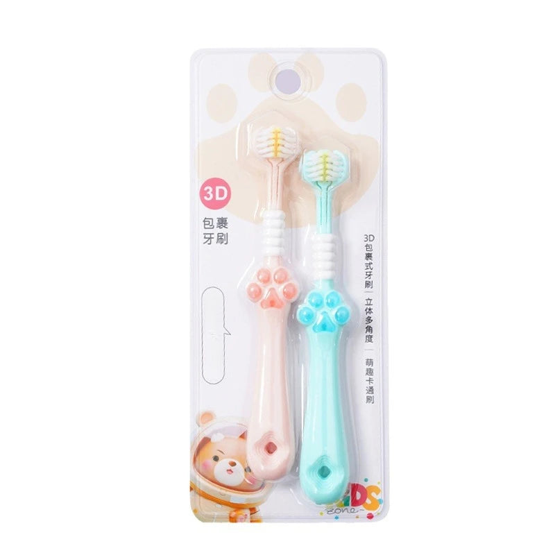 New Baby Three-Sided Toothbrush Cat Claw Design – Soft Bristles for 3-13 Years Old Kids Oral Care