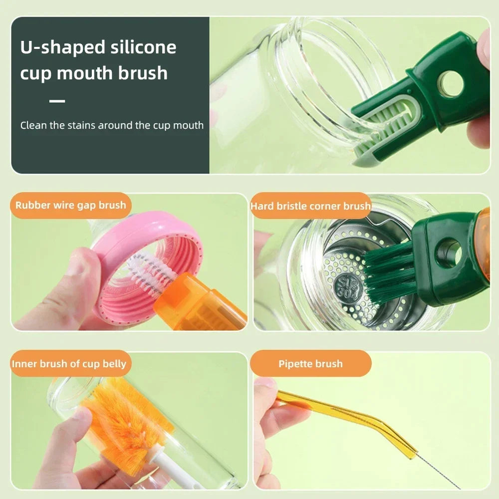 5 in 1 Mother-Child Baby Bottle Cup Cleaning Brush Feeding Clean Tool Set, Water Bottle Cleaning Brush