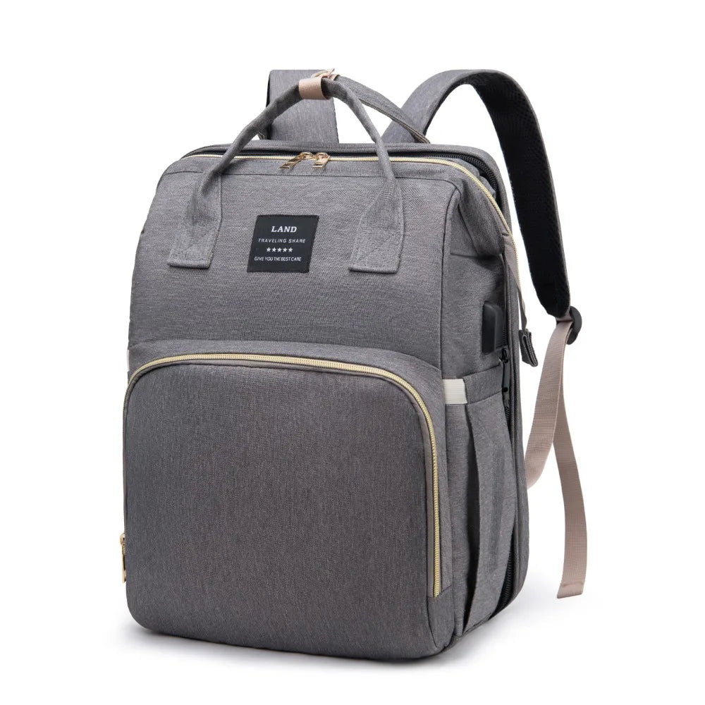 Lightweight Mommy Bag with Portable Folding Crib – Large-Capacity Travel Maternity Backpack for Baby & Mom - Kidzy Market