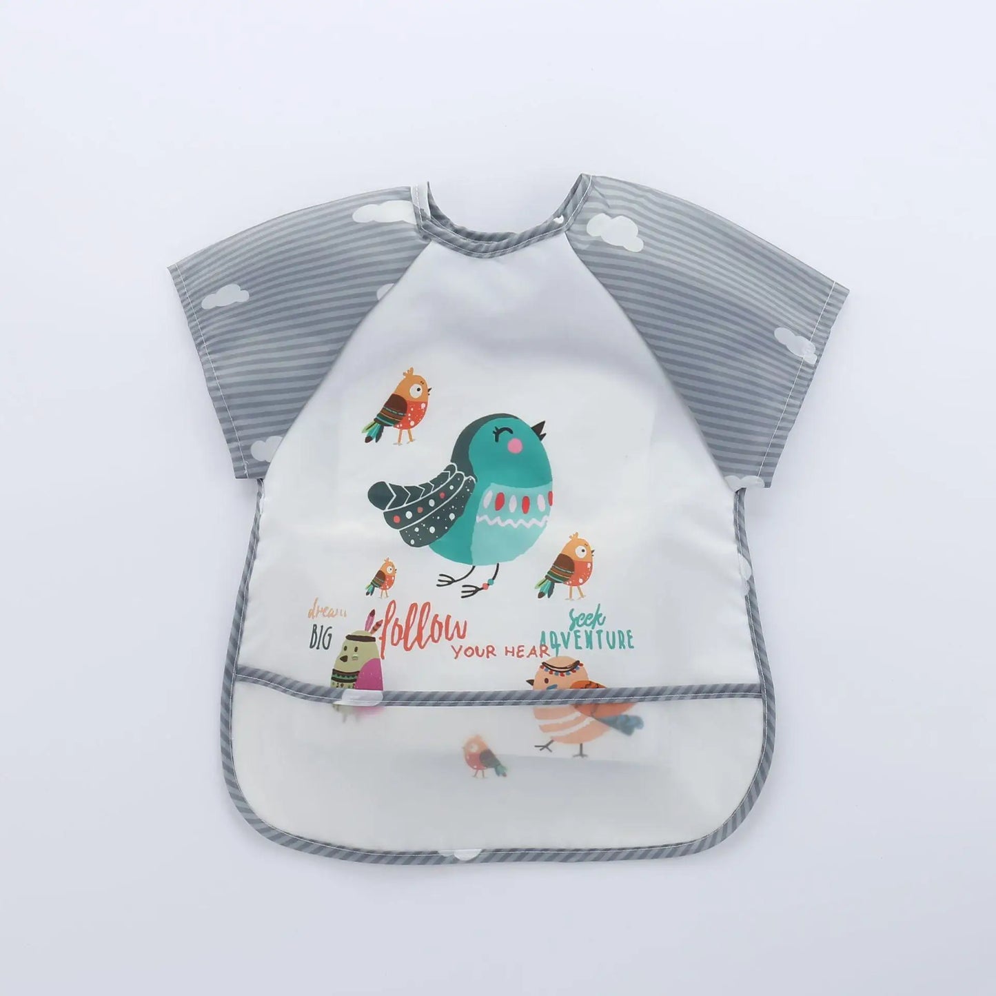 Waterproof Long-Sleeve Baby Bib – Cute Cartoon Apron with Pocket for Self-Feeding (0-3Y) - Kidzy Market