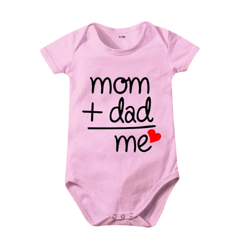 Popular "Mom+Dad=Me" Baby Romper – 100% Cotton Summer Onesie, Newborn Baby Clothes, Unisex Crawling Clothes, Comfortable and Cute
