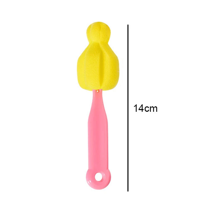 Sponge Nipple Cleaning Brush – Long Handle Baby Pacifier & Straw Scrubber, 360° Glass Cup & Kitchen Cleaning Tool