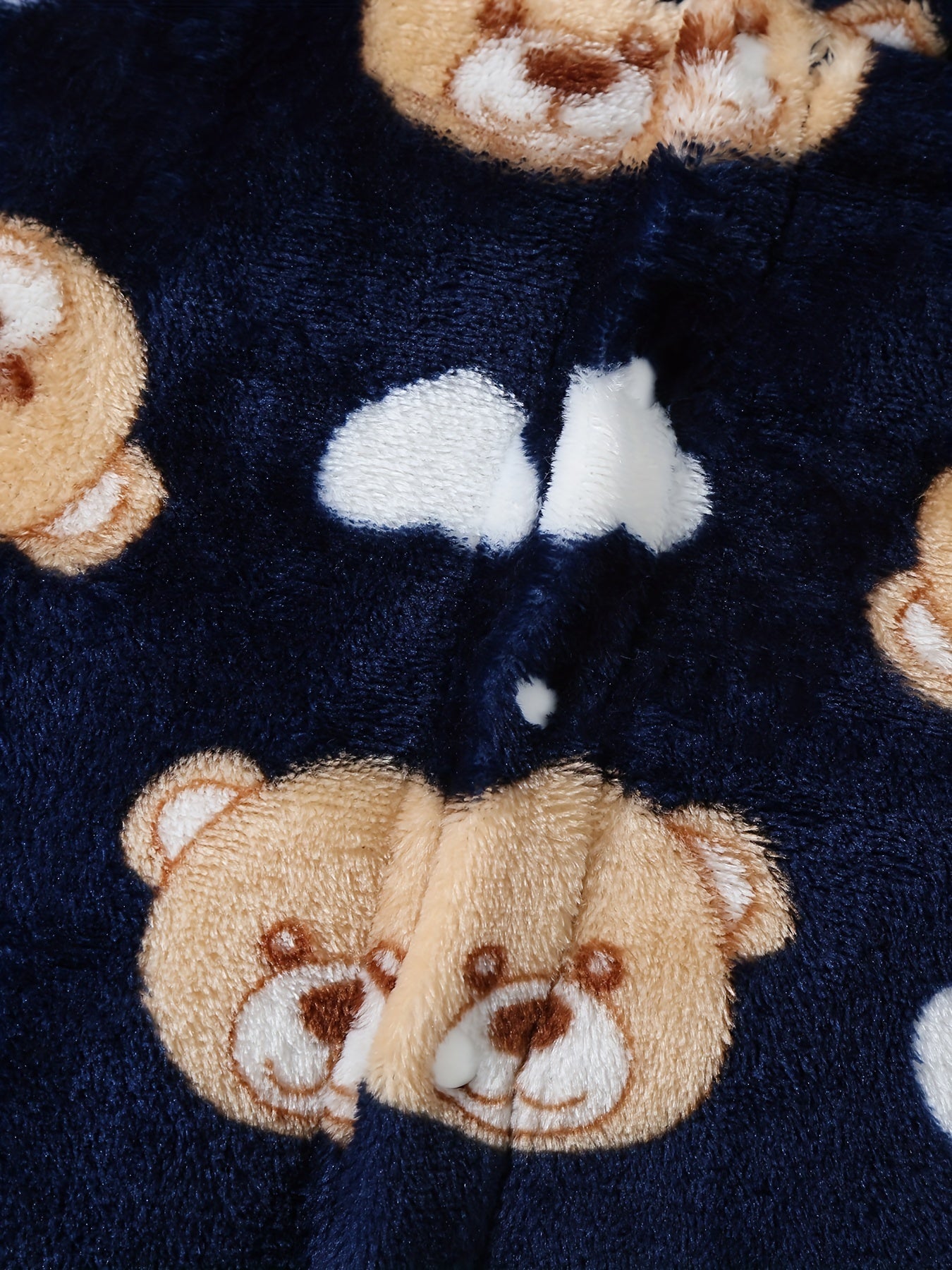 Cozy & Cute Kids' Plush Hooded Romper – Cartoon Bear & Heart Design (Button-Up, Warm Footie for Fall/Winter, Outdoor Wear)