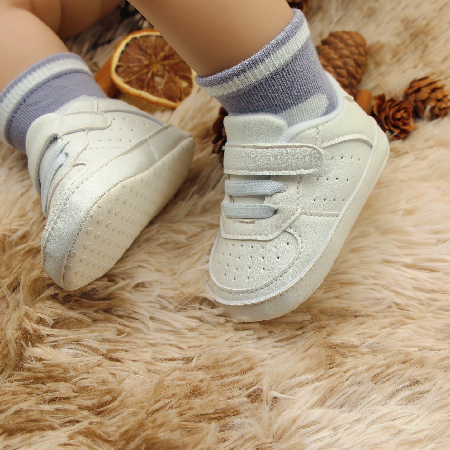 Newborn Baby Boys Premium Soft Sole Mid-Top Infant Prewalker Toddler Sneakers