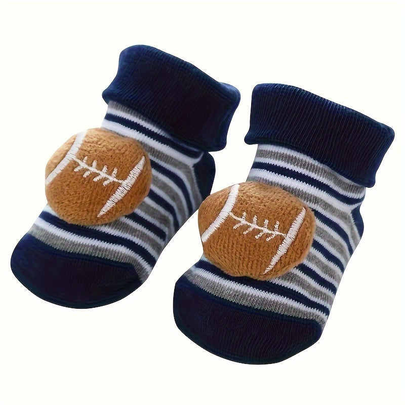 1 Pair 3D Cartoon Baby Ankle Socks - Non-Slip Toddler Walking Socks | Infant Cooling Floor Socks, Polyester & Spandex Blend, Hand Wash Only | Knit Fabric | Fall/Winter Season | Gift for Newborns