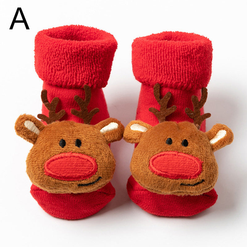1 Pair Baby Boys & Girls Anti-Skid Floor Socks - Cartoon Doll Christmas Socks for Toddlers & Children | Cute & Trendy Design