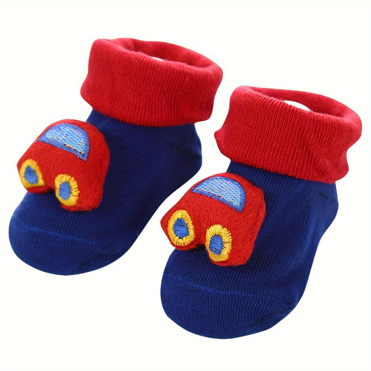 1 Pair 3D Cartoon Baby Ankle Socks - Non-Slip Toddler Walking Socks | Infant Cooling Floor Socks, Polyester & Spandex Blend, Hand Wash Only | Knit Fabric | Fall/Winter Season | Gift for Newborns
