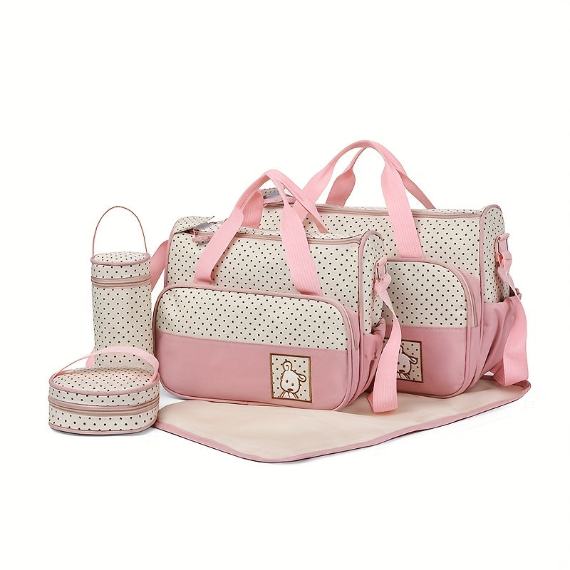 Hot-Selling Fashion Oblique Span Waterproof Mommy Bag 5pcs Set – Large Capacity, Multi-Functional One-Shoulder Bag for Moms, Perfect for Everyday Use & Travel - Kidzy Market