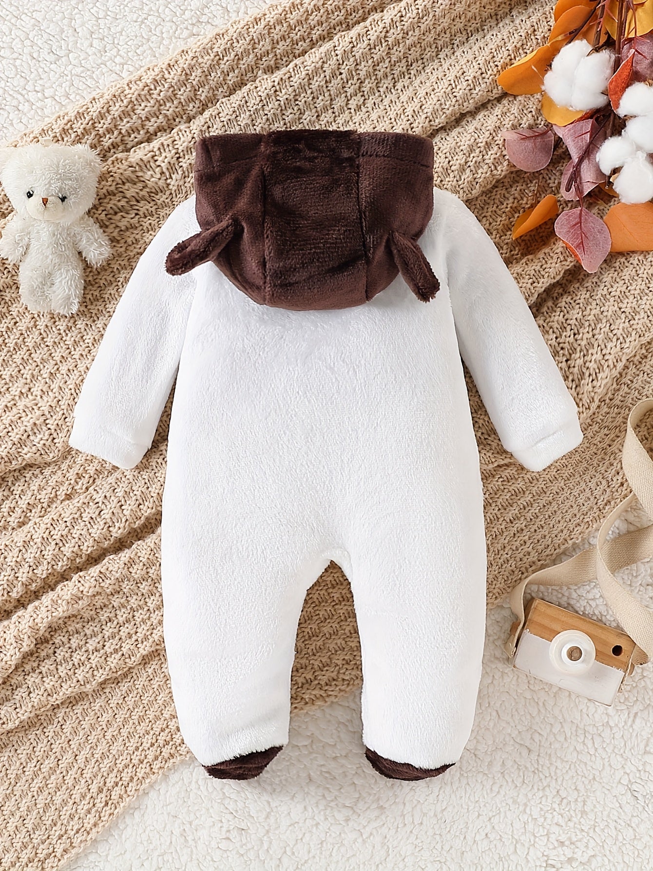 Baby Body Suit with Foot Bag – Newborn Plush Thickened Winter Bodysuit (Warm and Cozy Underwear)