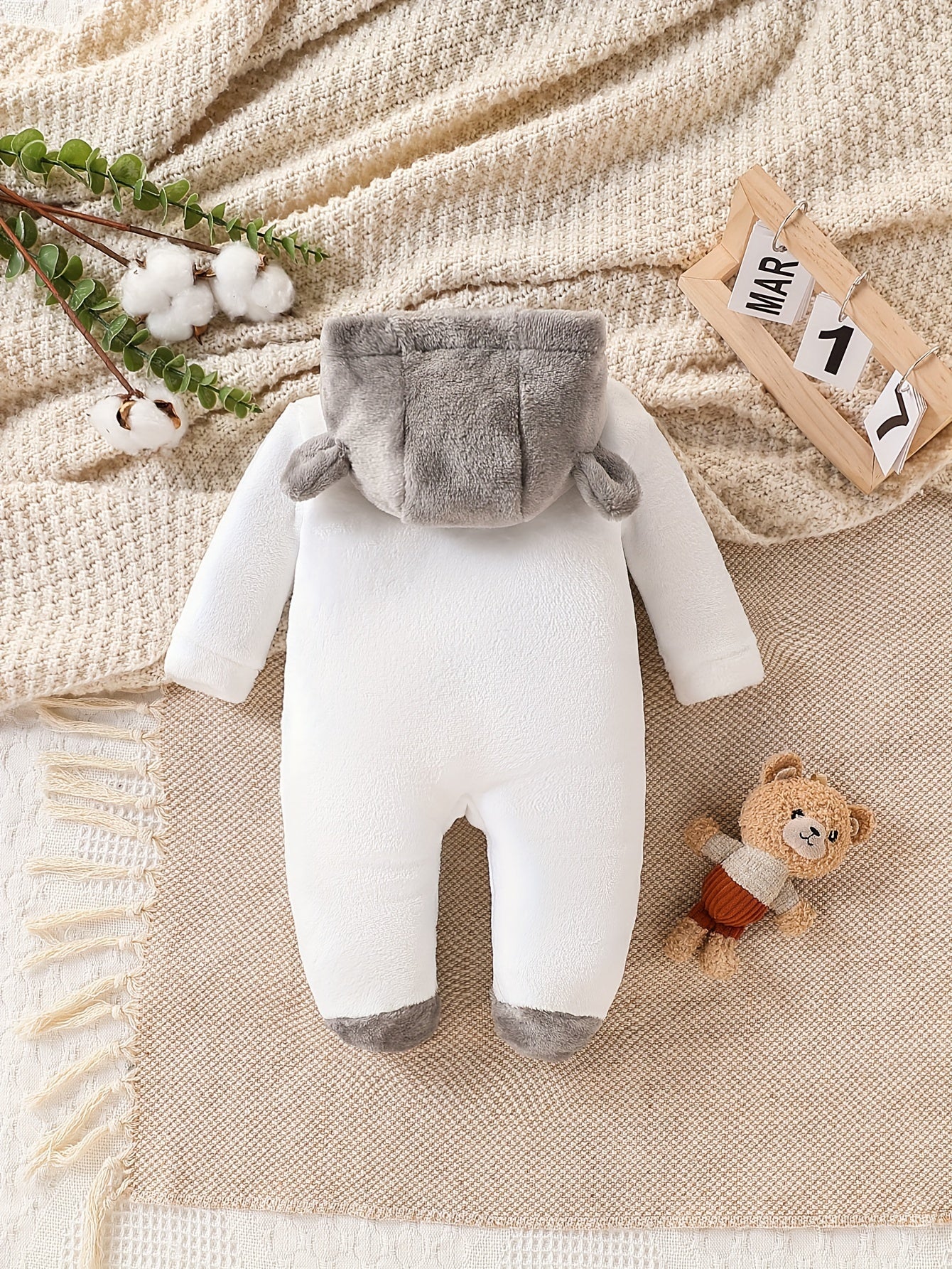 Baby Body Suit with Foot Bag – Newborn Plush Thickened Winter Bodysuit (Warm and Cozy Underwear)