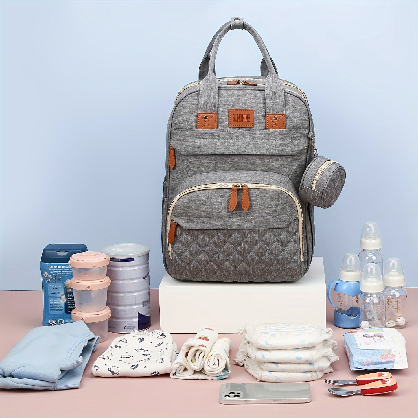 Lamroro Diaper Bag Backpack with Changing Pad – Multi-Functional Travel Baby Bag with USB Charging Port, Waterproof Polyester, Zipper Closure & Utility Pockets – Perfect for Parents, Preschool & Travel - Kidzy Market