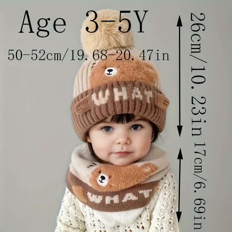 2-Piece Thick & Warm Knit Children's Hat & Scarf Set – Skullies & Beanies for Autumn & Winter – Perfect for Outdoor Play - Kidzy Market