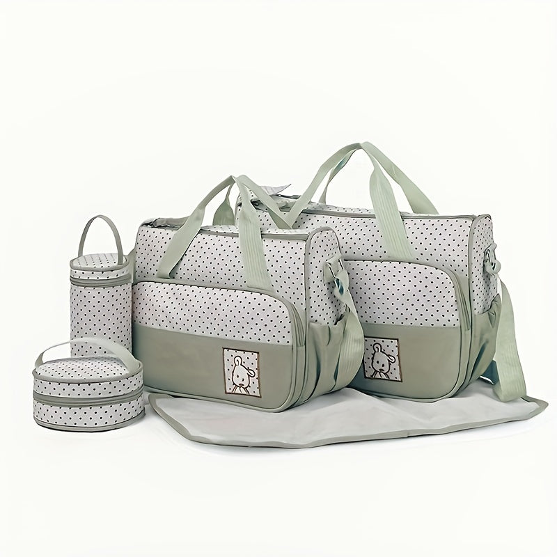 Hot-Selling Fashion Oblique Span Waterproof Mommy Bag 5pcs Set – Large Capacity, Multi-Functional One-Shoulder Bag for Moms, Perfect for Everyday Use & Travel - Kidzy Market