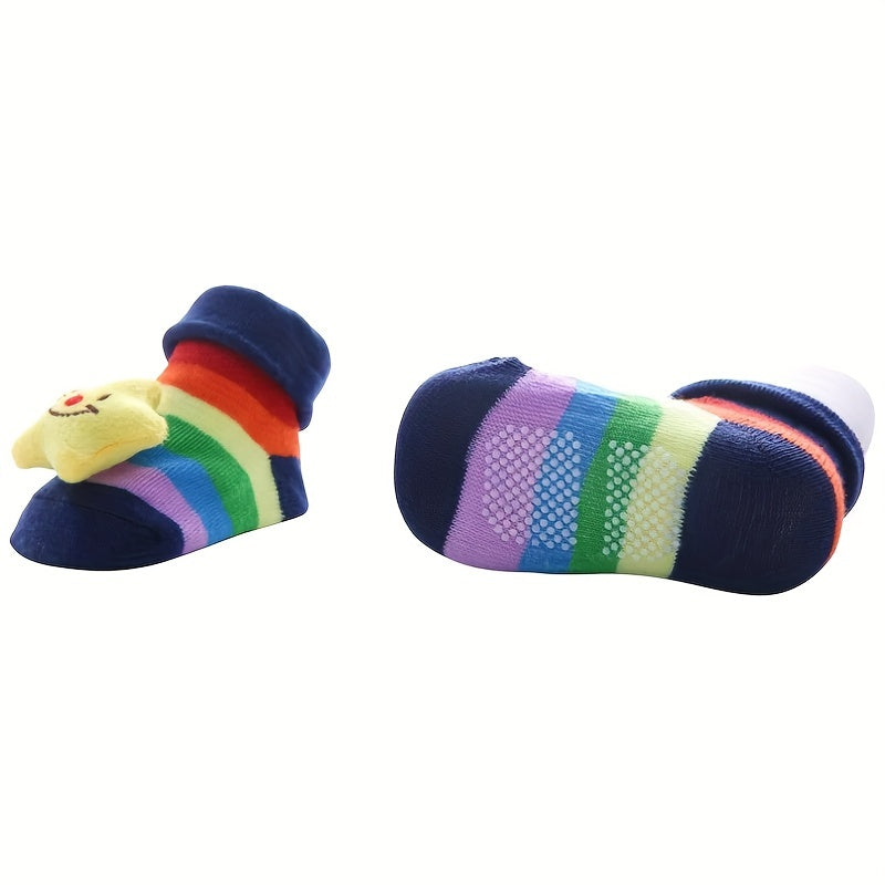 1 Pair 3D Cartoon Baby Ankle Socks - Non-Slip Toddler Walking Socks | Infant Cooling Floor Socks, Polyester & Spandex Blend, Hand Wash Only | Knit Fabric | Fall/Winter Season | Gift for Newborns