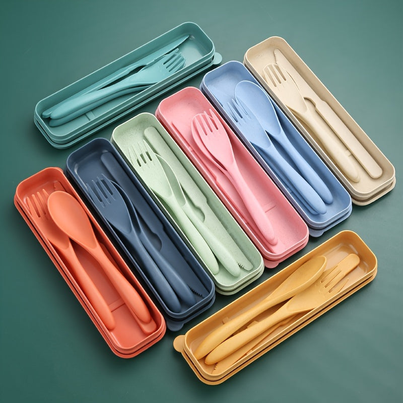 3-Piece Plastic Flatware Set with Travel Case – Portable Knife, Fork & Spoon Combo for Picnic, Outdoor & Home Use