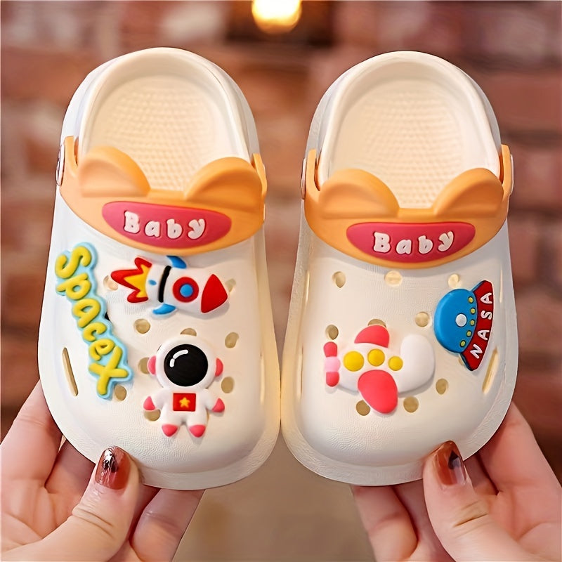 Children's Soft Bottom Summer Slippers for Girls, Cartoon Pattern, Light Up Crib Shoes, Breathable, PVC Upper, Sole, and Insole, No Lining Inside, Spring/Summer