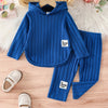 Baby Girls Striped Long Sleeve Top & Pants Set – Cozy Warm Outdoor Outfit