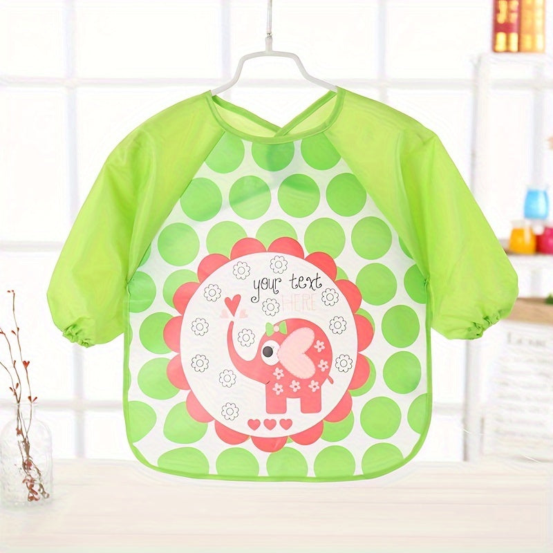 Waterproof Long-Sleeve Baby Smock – Reversible Cartoon Feeding Bib Apron for Toddlers & Kids - Kidzy Market
