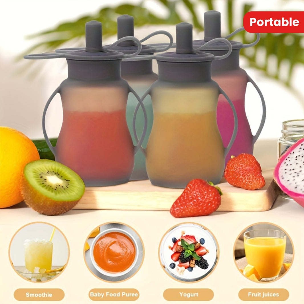 1pc Silicone Fruit Squeeze Bag – Reusable Food Storage Bag for Juice, Jam, Milk, Yogurt & More – Food-Grade Silicone, Portable & Leak-Proof