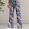 Girls Heart Print Flare-Leg Pants – Stretchy Bell-Bottoms with Elastic Waist, 90% Polyester/10% Elastane, Machine Washable