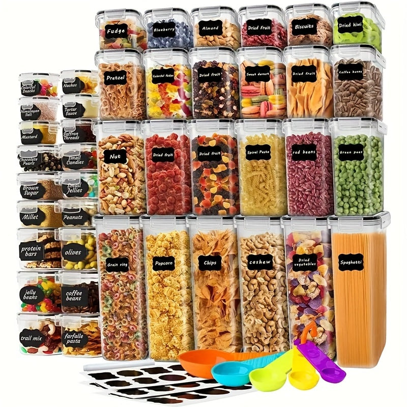 84-Pack Airtight Food Storage Containers Set - BPA-Free, Leak-Proof, Stackable Kitchen Organizers with 42 Lids, 42 Boxes, Labels, Pen, and Spoon - Ideal for Meal Prep & Pantry Organization
