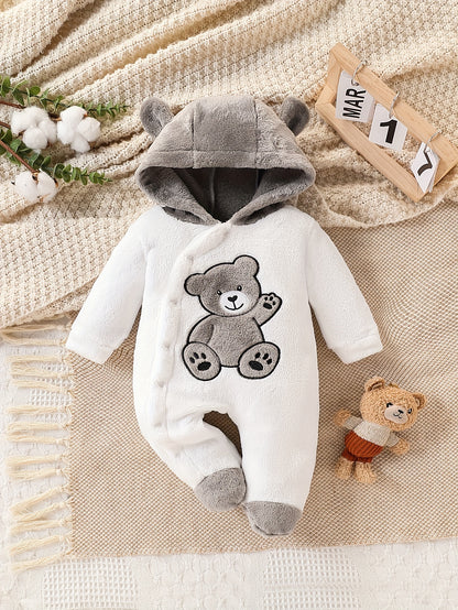 Baby Body Suit with Foot Bag – Newborn Plush Thickened Winter Bodysuit (Warm and Cozy Underwear)