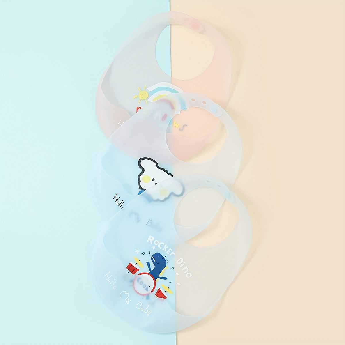 Soft Silicone Baby Feeding Bib – Waterproof & Easy-Clean Bib for Mess-Free Mealtime (Mixed Colors) - Kidzy Market