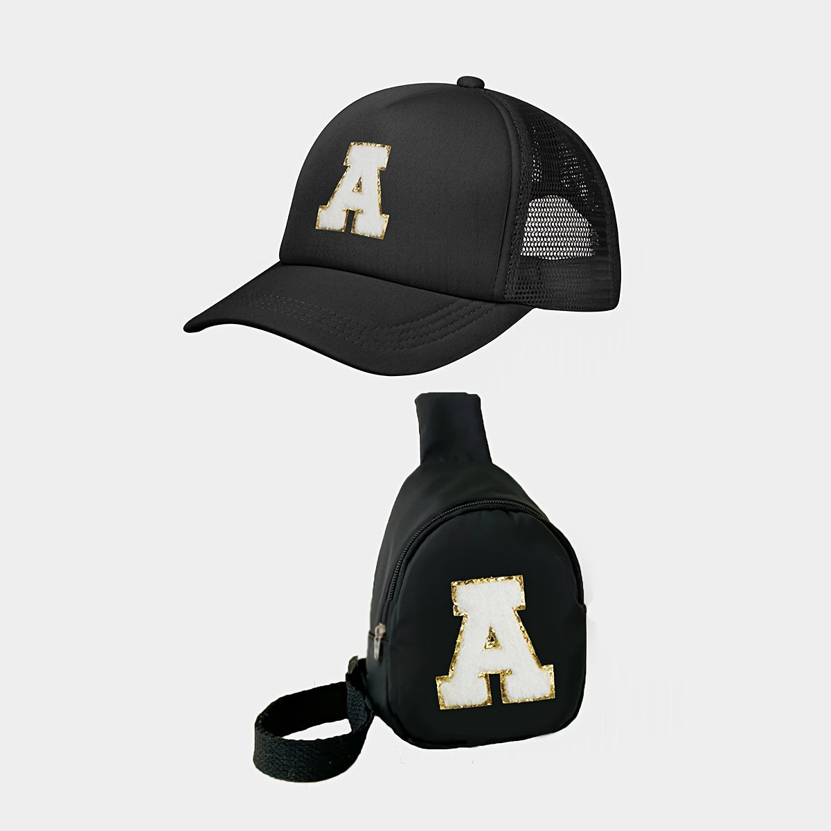 Kids Alphabet Baseball Cap & Shoulder Bag Set – Trendy & Breathable Polyester, Adjustable Buckle Closure, Perfect for All Seasons & Casual Wear, Ideal Gift for Boys & Girls (Ages 3-14) - Kidzy Market
