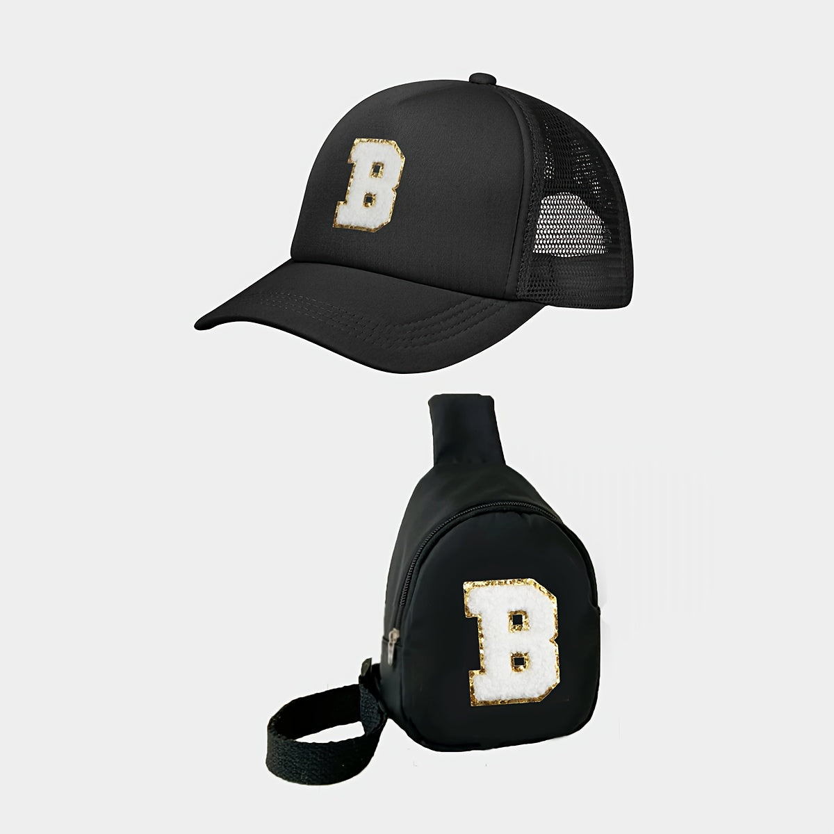 Kids Alphabet Baseball Cap & Shoulder Bag Set – Trendy & Breathable Polyester, Adjustable Buckle Closure, Perfect for All Seasons & Casual Wear, Ideal Gift for Boys & Girls (Ages 3-14) - Kidzy Market