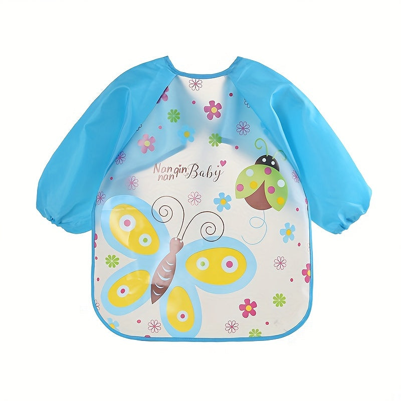 Waterproof Long-Sleeve Baby Smock – Reversible Cartoon Feeding Bib Apron for Toddlers & Kids - Kidzy Market