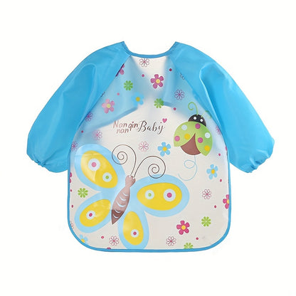 Waterproof Long-Sleeve Baby Smock – Reversible Cartoon Feeding Bib Apron for Toddlers & Kids - Kidzy Market