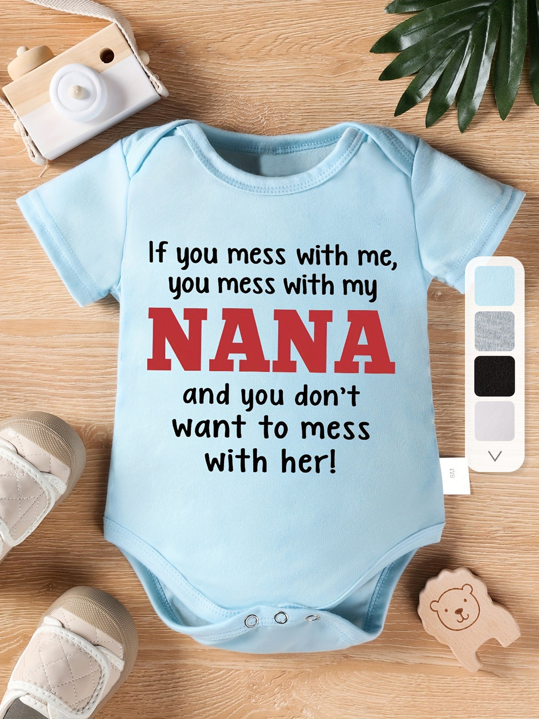 Unisex Infant Letter Print Bodysuit – White Short Sleeve Crew Neck Onesie (Casual, All-Season Indoor & Outdoor Wear)