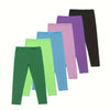 6-Pack Girls' Solid Color Athletic Leggings - Medium Stretch Skinny Fit, 92% Polyester/8% Spandex