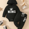 Baby & Toddler Crown Print Hooded Pullover Set — Long Sleeve Top & Long Pants, 0-3 Years