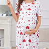 Comfortable Maternity Nursing Nightgown – Butterfly Leaf Print Stretch Nightdress for Pregnant Women