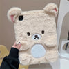 Plush Bear iPad Case – Fluffy Faux Fur Anti-Fall Tablet Cover with Stylus Holder, Fits iPad 7/8/9 & iPad 10