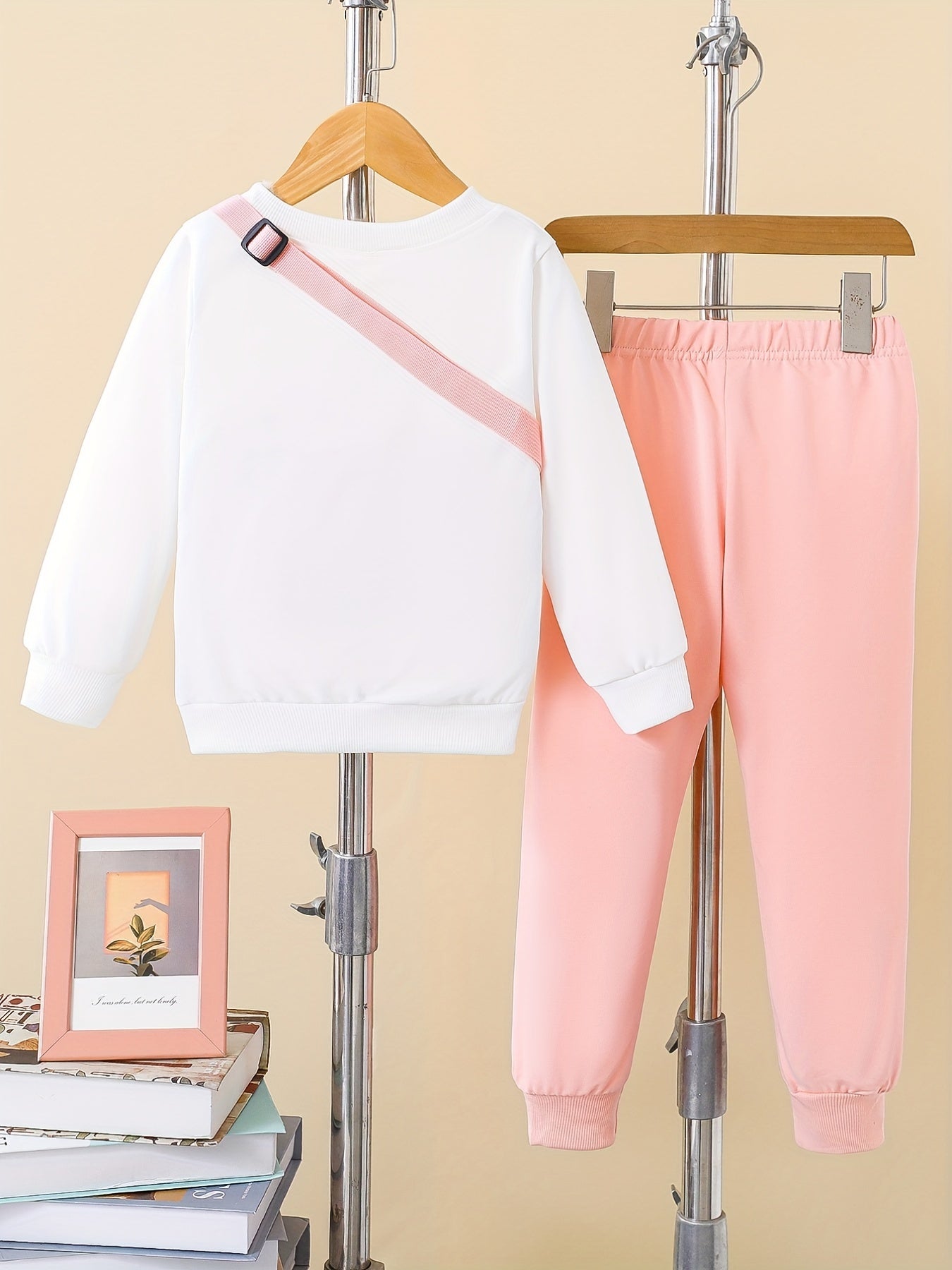 Girls 3pcs Trendy Set - Solid Sweatshirt, Jogger Pants, and Bag - Kids Autumn Outdoor Sports Clothes - Kidzy Market