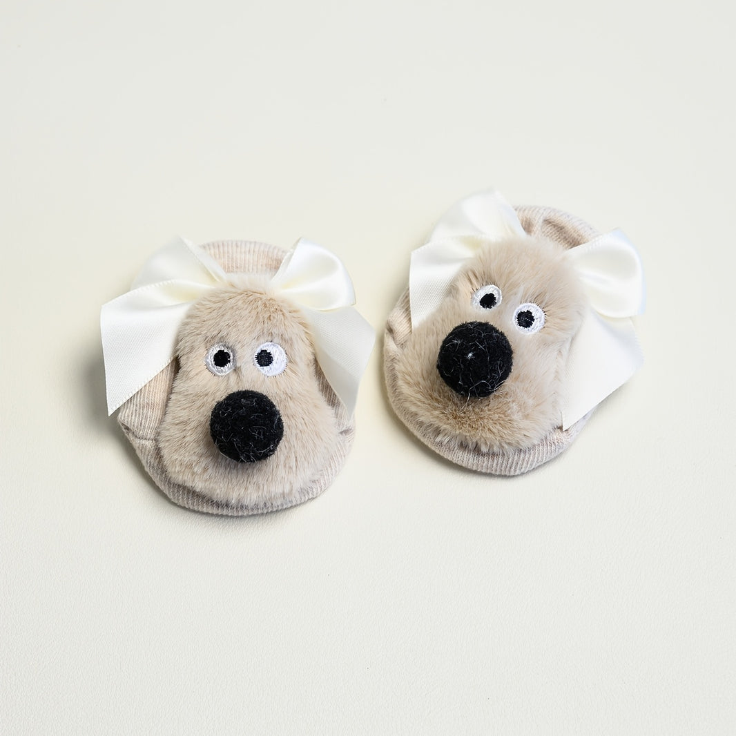 1 Pair/2 Pairs Cute Cartoon Dog & Butterfly Baby Socks - Non-Slip Invisible Boat Socks for Kids | Comfortable All-Season Knit Fabric | 98% Polyester, 2% Spandex | Hand Wash Only