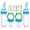 7-Piece Baby Feeding Set - 2 Silicone Feeding Bottles with Spoon, Squeeze Food Dispenser, 2 Fresh-Food Feeder Pacifiers, 3 Nipple Sizes