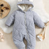 Thickened One-Piece Infant Outfit – Fleece-Lined Zipper Romper (Autumn/Winter, Newborn, Outdoor Wear, Perfect for Holidays)