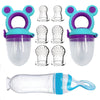 9-Piece Baby Feeding Set – Squeeze Bottle with Spoon, 2 Fruit Feeders & 6 Silicone Nipples (S/M/L)