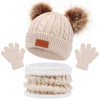 3-Piece Baby Knit Pom Pom Hat, Gloves & Scarf Set – Warm & Cozy for Boys and Girls - Kidzy Market
