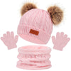 3-Piece Baby Knit Pom Pom Hat, Gloves & Scarf Set – Warm & Cozy for Boys and Girls - Kidzy Market