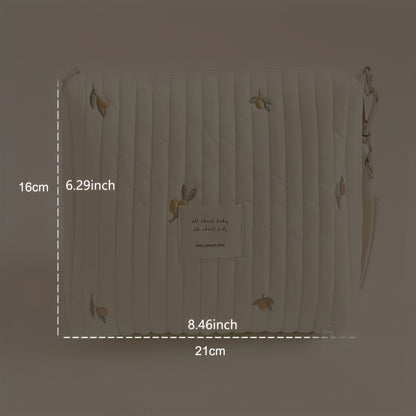 Adorable Quilted Diaper Bag with Bunny & Floral Embroidery – Portable Reusable Nappy Caddy Organizer for Wet/Dry Use, Ideal for Strollers and Small Diaper Bags - Kidzy Market
