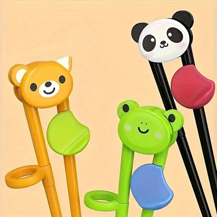 Easy Grip 3PCS Cartoon Training Chopsticks – Beginner-Friendly Learning Utensils for Kids & Toddlers, Fun & Portable for Home or Travel